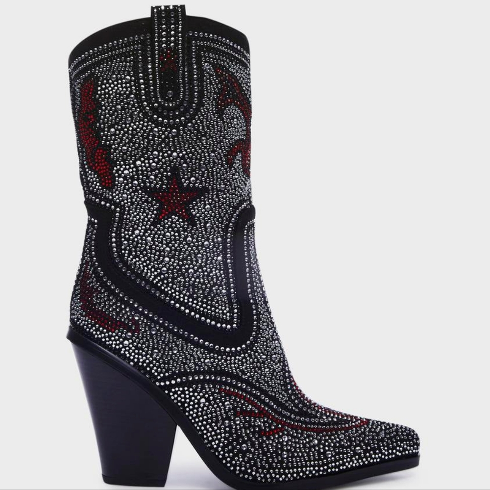AZALEA WANG HYPE ME UP RHINESTONE CHUNKY HEEL  - Picture 2 of 8